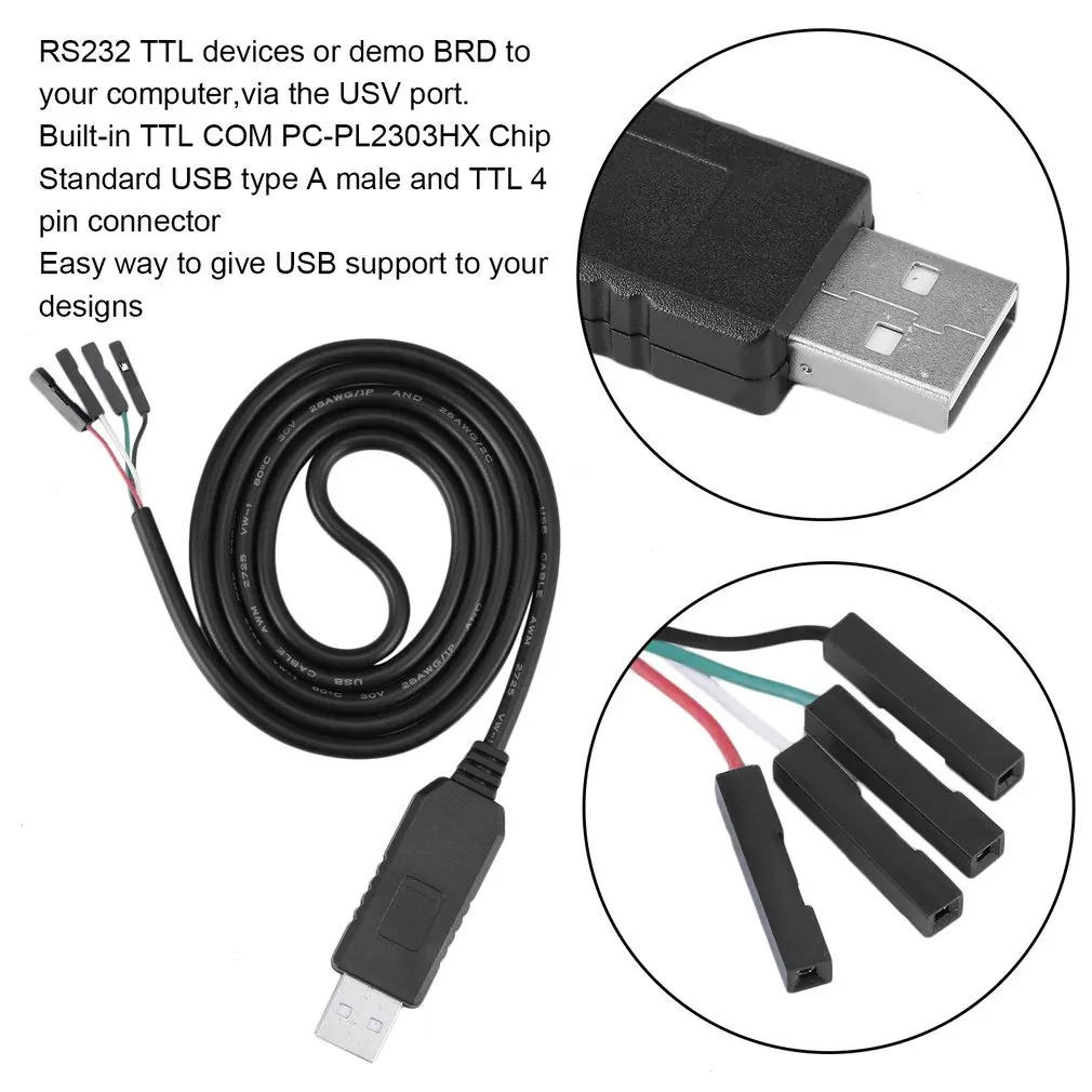 Inteligentná Elektronika PL2303HX USB na UART TTL Kábel Modulu 4p 4 pin RS232 Konvertor Line Podpora Linux, Mac Win7 Obrázok  1
