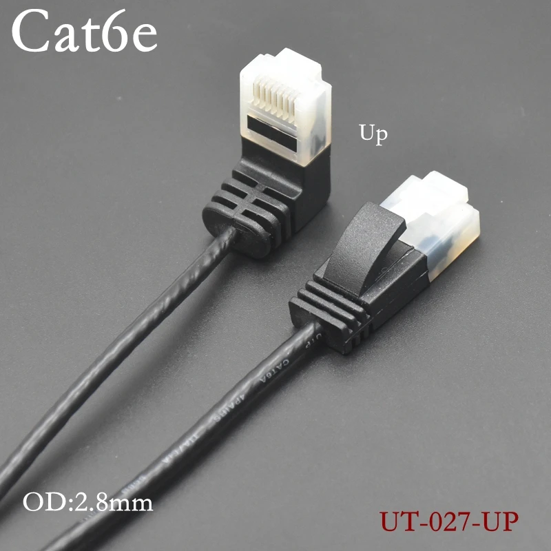 90 Stupňov Ethernet Ultra Slim Cat6 Kábel RJ45 Pravý Uhol UTP Sieťový Kábel Patch Kábel Cat6a Lan Káble pre TV BOX Notebook Router Obrázok  1