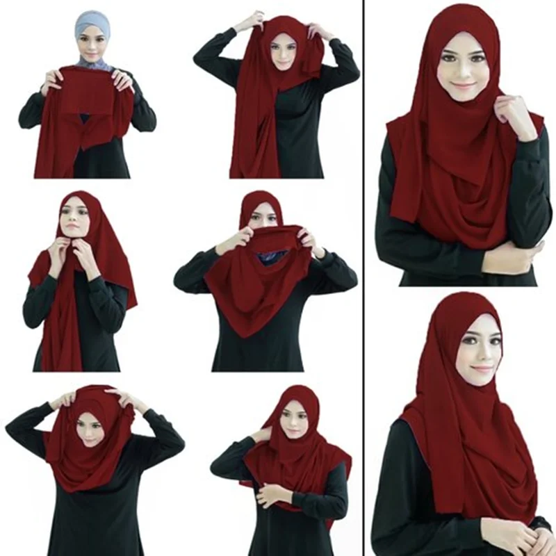 Laven Dvojité Slučky Jersey Hidžáb Okamžité Šatku Ženy Moslimské Šatky Farbou Headwrap Bavlna Šály Islamskej Turban Šatka Na Krk Obrázok  1