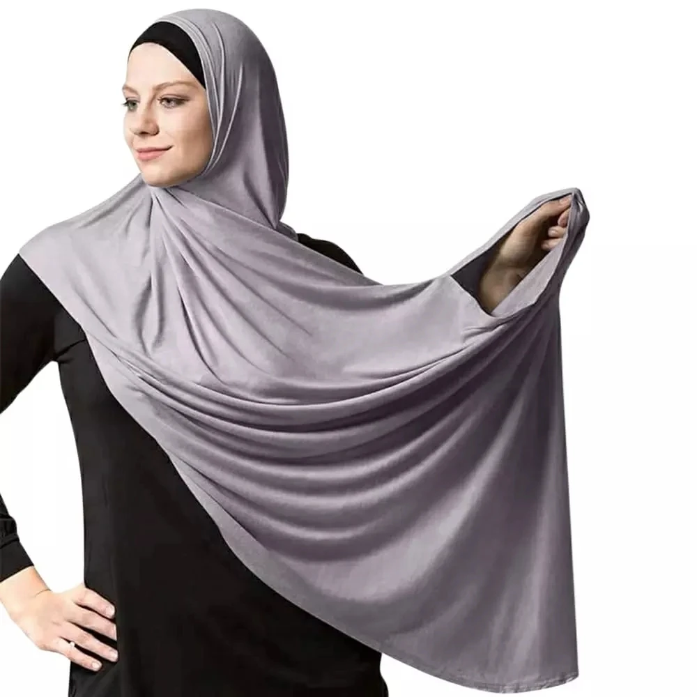 Laven Dvojité Slučky Jersey Hidžáb Okamžité Šatku Ženy Moslimské Šatky Farbou Headwrap Bavlna Šály Islamskej Turban Šatka Na Krk Obrázok  2