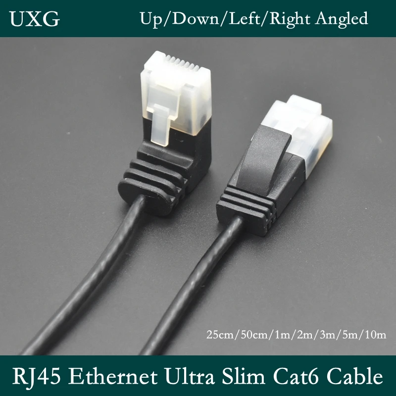 90 Stupňov Ethernet Ultra Slim Cat6 Kábel RJ45 Pravý Uhol UTP Sieťový Kábel Patch Kábel Cat6a Lan Káble pre TV BOX Notebook Router Obrázok  3