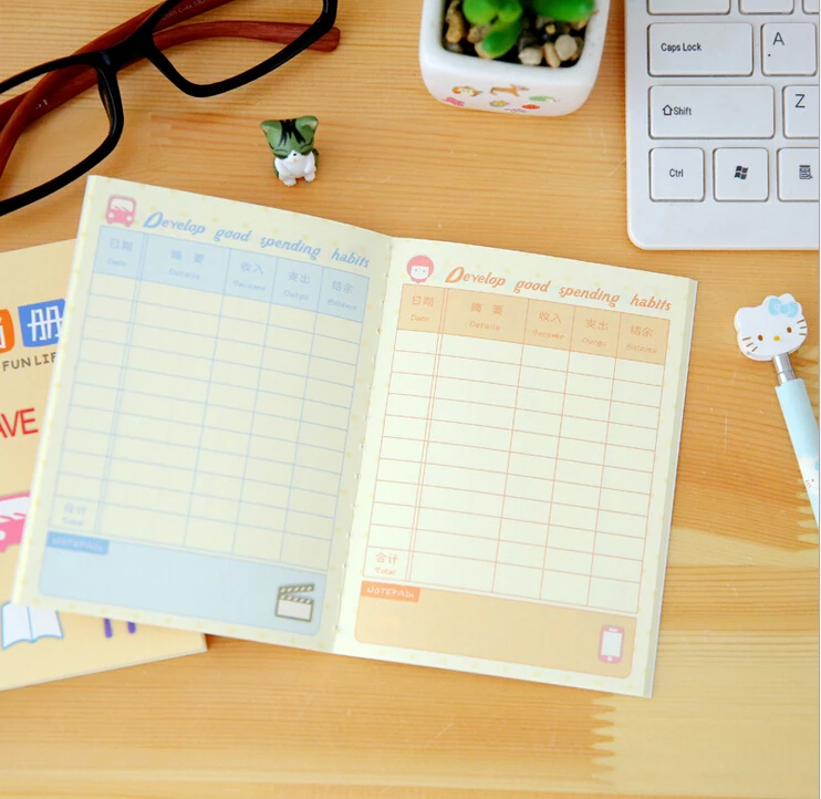 2 ks Korean papiernictvo Roztomilý mini notebook plánovač rezervovať rodinné finančné rezidentská príslušnosť strane Dobrý Zvyk, školské potreby Obrázok  3