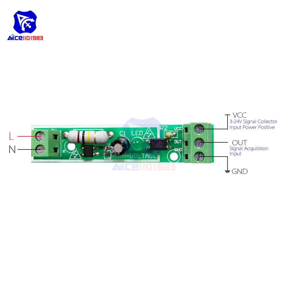Diymore 1 Kanál 220V Optocoupler Izolácie PLC Modul pre Arduino Obrázok  3