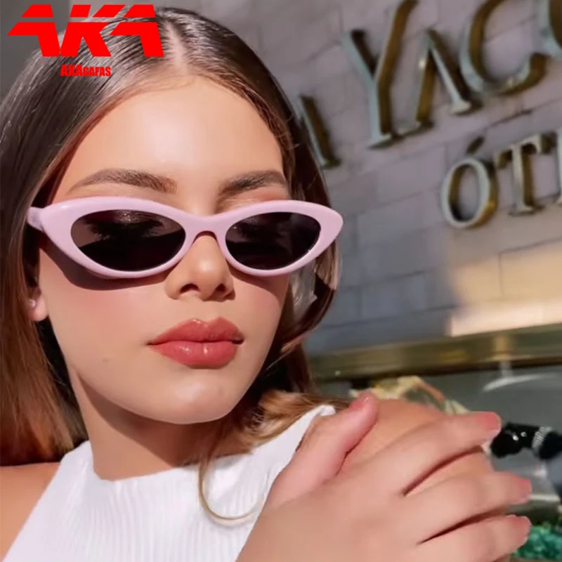 AKAgafas 2021 Retro Cat Eye Slnečné Okuliare Ženy, Luxusné Značky Dizajnér Okuliare Ženy/Muži Oválne Ružové Okuliare Ženy Gafas De Sol Mujer Obrázok  5
