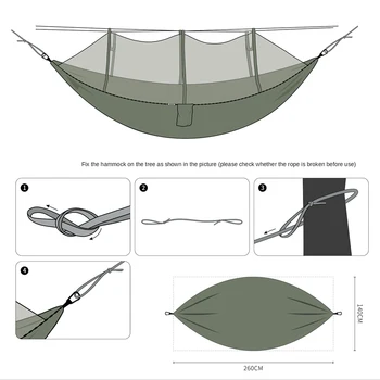 1-2 Osoby Prenosné Outdoor Camping hojdacia sieť s moskytiérou Vysoká Pevnosť Padák Tkaniny, Závesné Lôžko Lov Spanie Swing