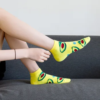 1 Pár Unisex Ponožky Módne Bavlna Pánske Ponožky Harajuku Vajcia Sushi Cartoon Ponožky Ovocie Jablko Banán Tlačiť Bežné Ponožky
