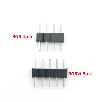 100ks RGB 4 Pin RGBW 5PIN Konektor Adaptéra pin vložením ihly mužského typu double Pre 5050 3528 farba LED Pásy príslušenstvo