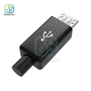 10Pcs/veľa Micro USB Konektor Samec Konektor Black Zváranie Údaje OTG Line Interface DIY Dátový Kábel Príslušenstvo