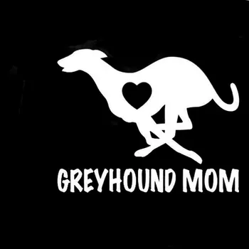 12*9 CM Greyhound Mama Láska Srdce - Pes Šteňa Vinyl Kotúča, Motocykel, Auto Nálepky, Čierna/Sliver, C8-0047