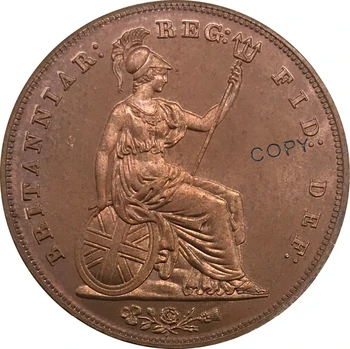 1855 Spojené Kráľovstvo 1 Jeden Cent Victoria 1. portrét Červená Meď zberateľstvo Kópiu Mince