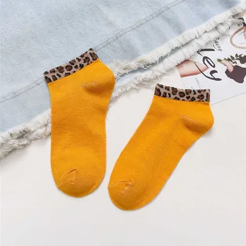 19 jar a v lete nové dámske ponožky čisté červené leopard dámy loď ponožky bavlna plytké úst ženy ponožky ponožky
