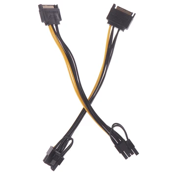 1pc 15 kolíkový SATA Mužov 8pin(6+2) PCI-E Napájacieho Kábla 20 cm 15-pin 8 pin kábel Drôt na Grafické Karty