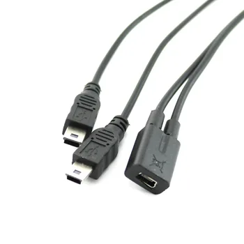 1pcs Mini USB 2.0 1 Žena 2x Mini USB Muž Y Splitter Adaptér Kábel Nabíjačky Converter, Kábel 1 metrov