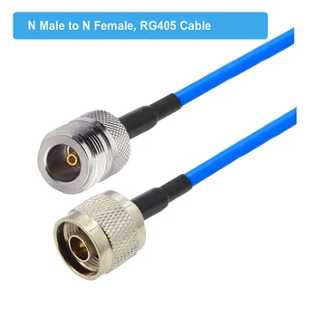 1Pcs Modrá RG405 Koaxiálny Kábel N Male na N Samec konektor Konektor RF Jumper Pigtail N Typ Predlžovací Kábel 15 CM 50 CM 1 M 5M 10 M