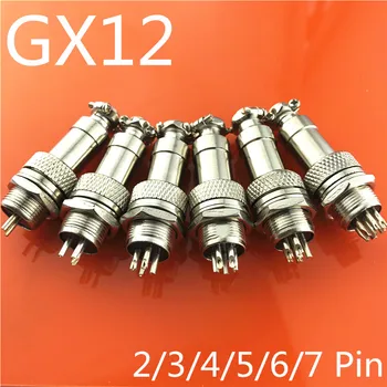 1set GX12 2/3/4/5/6/7 Pin Samec + Samica 12 mm Drôt Panel Konektor Letectva Konektor Plug Kruhové Zástrčky s Spp Veko