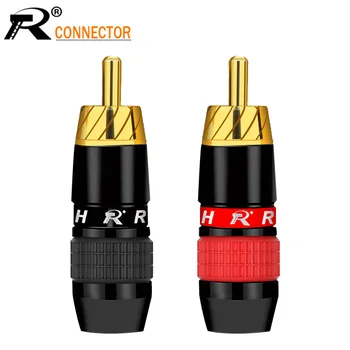 2 ks/1Pair Hladké Čierne Pozlátené RCA Konektor RCA samec konektor adaptéra Audio/Video Vodič Podporu 6 mm Kábel black&red