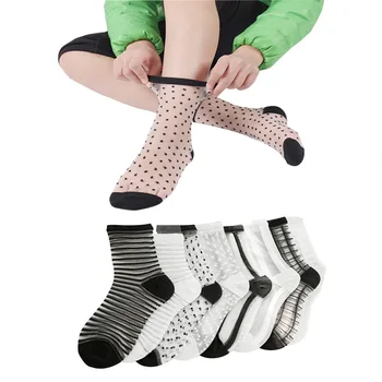 2 Páry/veľa Žien Čipky Čierne Ponožky Pohodlné Úplnej Hodváb Lete Členok Transparentné Crystal White Dámy Ponožky Calcetines Dievčatá
