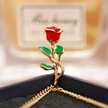 2020 Módne Zlato Troch-dimenzionální Rose Prívesok Náhrdelníky Pre Ženy Náhrdelník Žena Boho Nový Vintage Šperky Svadobný Dar