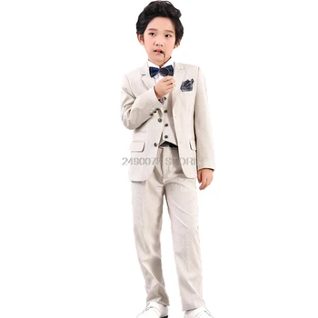 2020 Nové Deti Formálne Vyhovuje Chlapec Béžové Obleky pre Svadby Terno Infantil Kostým Enfant Garcon Mariage Disfraz Infantil Chlapčenské Obleky