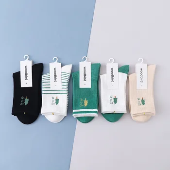 2021 Japonskej Škole Štýl Zelená Čerstvé Dámy Ponožky, Športové Štýl Kawaii dámske Bavlnené Ponožky