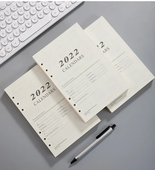 2022 Vestník Agendy Plannner Notebook A5 Vložiť Náplne 6 Otvory Voľné Leaf Špirála krúžkových Denník Plánovač Vnútorné Jadro 80 g Papiera