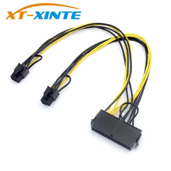 24Pin ATX, aby Dual 6 Pin PCI-E grafických Kariet, Napájací Kábel S Boot PCI-Express Grafický Adaptér Kábel Drôt 18AWG 30 cm