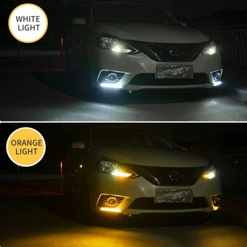 2ks LED Univerzálny Auto Denných prevádzkových Ľahké Nepremokavé Svetlometu Pásy Sekvenčné Prietok Žltá Zase Signál Biela DRL Auto Lampa