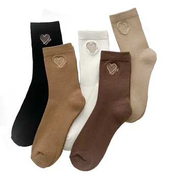 3 Pár Tlač Vyšívanie Láska Srdce Zimné Ponožky Ženy Móda Dlho Udržať Teplé Ponožky Nastaviť Kawaii Girl Štýl Cyklistické Vintage Sokken
