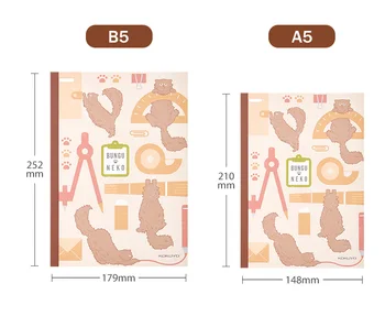 3ks Japonsko KOKUYO Papiernictvo Mačka Notebook A5/B5 Roztomilý Notebook pre Študentov 8 mm Horizontálne Línie, 40 Listov Papiera