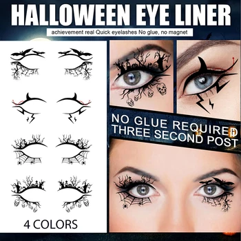 4 Páry Dočasné Oko Tetovanie Nálepky Nepremokavé Jednorazové Eyeshadow Očné Linky Oči Tvoria Nálepka Pre Halloween Party