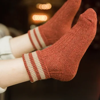 5 Farieb Nové Módne Retro Vlna Ženy Ponožky Jeseň Zima Wamer Bavlna Dievča Ponožky Žena Japonský Trubice Ponožky Študentov Pančuchový Tovar
