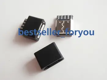 5 ks Micro USB 5 Pin Žena 2-Dielna Spájky Konektor Plug & Black Plasitc Kryt