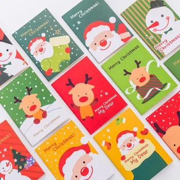 (5 Kusov/lot) Kórea Papiernictvo Veselé Vianoce Vrecko na poznámkový blok Roztomilý Kreslený Mini Notebook