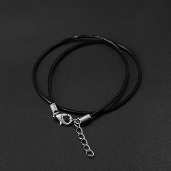 50PCS 2mm Black Skutočné Reálne Kožený Náhrdelník Kábel/String Náhrdelníky, Takže Lobster Spona Konektor Reťazca Muži Ženy DIY Šperky