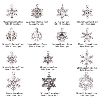 70Pcs Tibetský Štýl Zliatiny Prívesky Snowflake Kovové Ručne vyrábané Prívesky na Náušnice, Náhrdelníky, Šperky, Takže Príslušenstvo