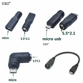90 Stupňov Žena DC 5.5*2.1 mm Micro USB Konektor Converter 5Pin DC Napájanie Adaptérom pre Nabíjačku Konektor na pripojenie Notebooku, Tabletu, Mobilného Telefónu