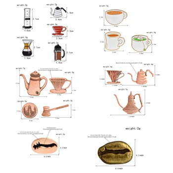 Americká Káva set smalt Kolíky Čaj-nastavenie Kávy fazule Brošne Medi kanvica klopě Pin Odznak Tričko taška Šperky milovníkov kávy, darček