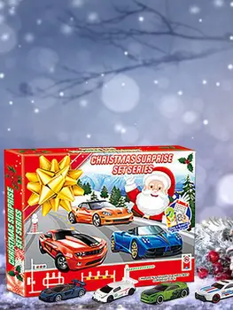 Autá Adventný Kalendár DIY Adventný Kalendár Box Vianočné Hračky Autá, Vianočné Tému Adventné Kalendáre S 24 Diecast Mini Racing
