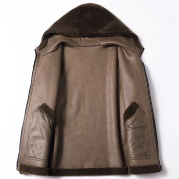 AYUNSUE Reálne Kožušinový Kabát Mužov Oblečenie 2020 Vlna Mens Bunda Zimná Ovce Shearling Kapucňou Plus Veľkosť Coats Mužov YFN9105 KJ4959