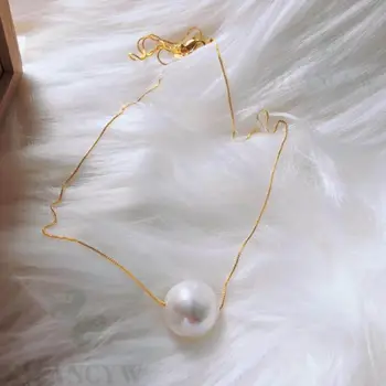Biela Baroková Perla Prívesok Náhrdelník 18 Palcov Ženy Šperky Klasické Umelé Zavesiť Elegantný Svadobný Dar Reťazca Real