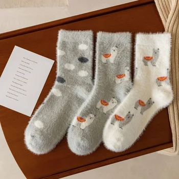 Cartoon Ponožky Ženy Alpaky Bavlnené Ponožky pre Ženy Farebné Dospelých Kawaii Elegantné Vysoké Sox Jar Zimné Ženské Módne Calcetines