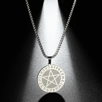 CHENGXUN 24 Runy Pentagram Prívesok Náhrdelník Valknut Nordic Rune Wiccan Šperky Amulet Kúzlo Náhrdelníky pre Mužov a Ženy Darček