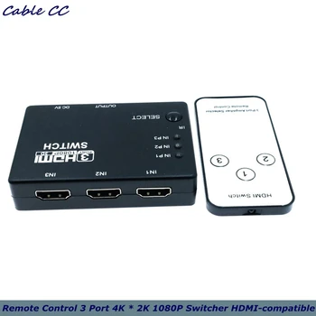 Diaľkové Ovládanie 3 Port 4K * 2K 1080P Prepínač kompatibilný s HDMI Spínač Voliča Splitter Box Ultra HD pre HDTV Xbox PS3 Multimediálne