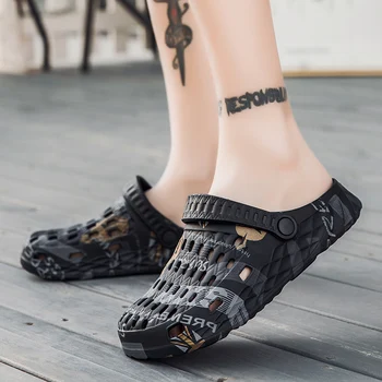 EVA Slip-On Sandále Mužov 2021 Lete Dreváky pre Mužov Ručne Maľované Mužov Mäkké Plážové Sandále Dospelých Záhradné Luxusné Športové Papuče