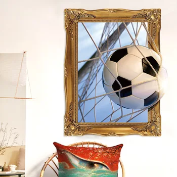 Falošné okno 3D gól Futbal, stena nálepky obývacia izba pozadí športové domáce dekorácie nástenné samolepky obtlačky tapety