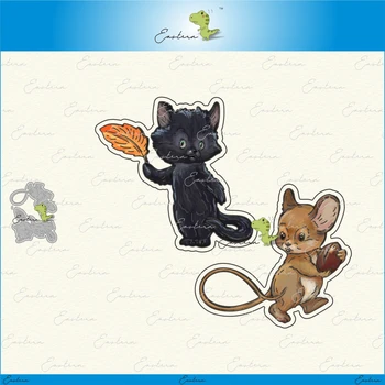 Halloween Čierna mačka a myš Rezanie Zomrie nové 2020 Kovové formy zomrie Scrapbooking Papier Robiť Plavidlá die Zodpovedajúce farby papiera