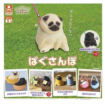 Japonsko Pôvodné Originálne Kapsule hračky roztomilé zvieratko kawaii Chodiť pug psov, šteniatka, nenechávajte chaotický vo vetre gashapon údaje