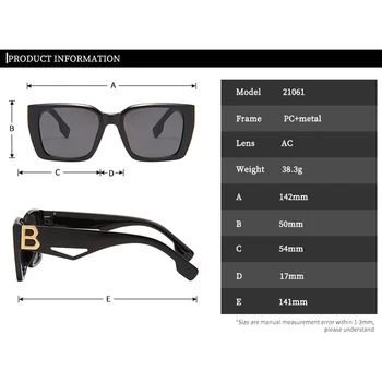 Jedinečný Dizajn Žien Black Obdĺžnikové Okuliare 2021 Britskej Móde Luxusné Značky Námestie Slnečné Okuliare Ženy Muži Najnovšie Okuliare