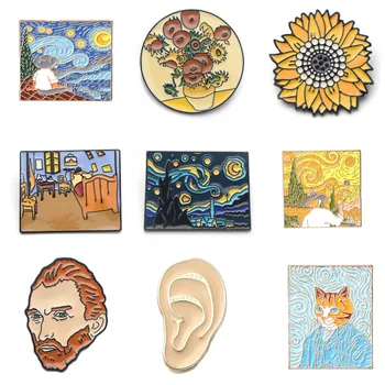 K339 Módne Van Gogh Art Smalt Pin Zbierku Umenia olejomaľba Brošňa pre Ženy Preklopke Kolíky Odznak Golier Šperky 1pcs
