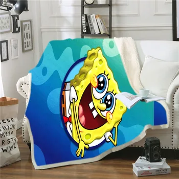 Likurb Cartoon SpongeBobed 3D Vytlačené Plyšové Sherpa Fleece Deka SquarePants Hodiť Teplé Darček pre Deti Baby Home Office